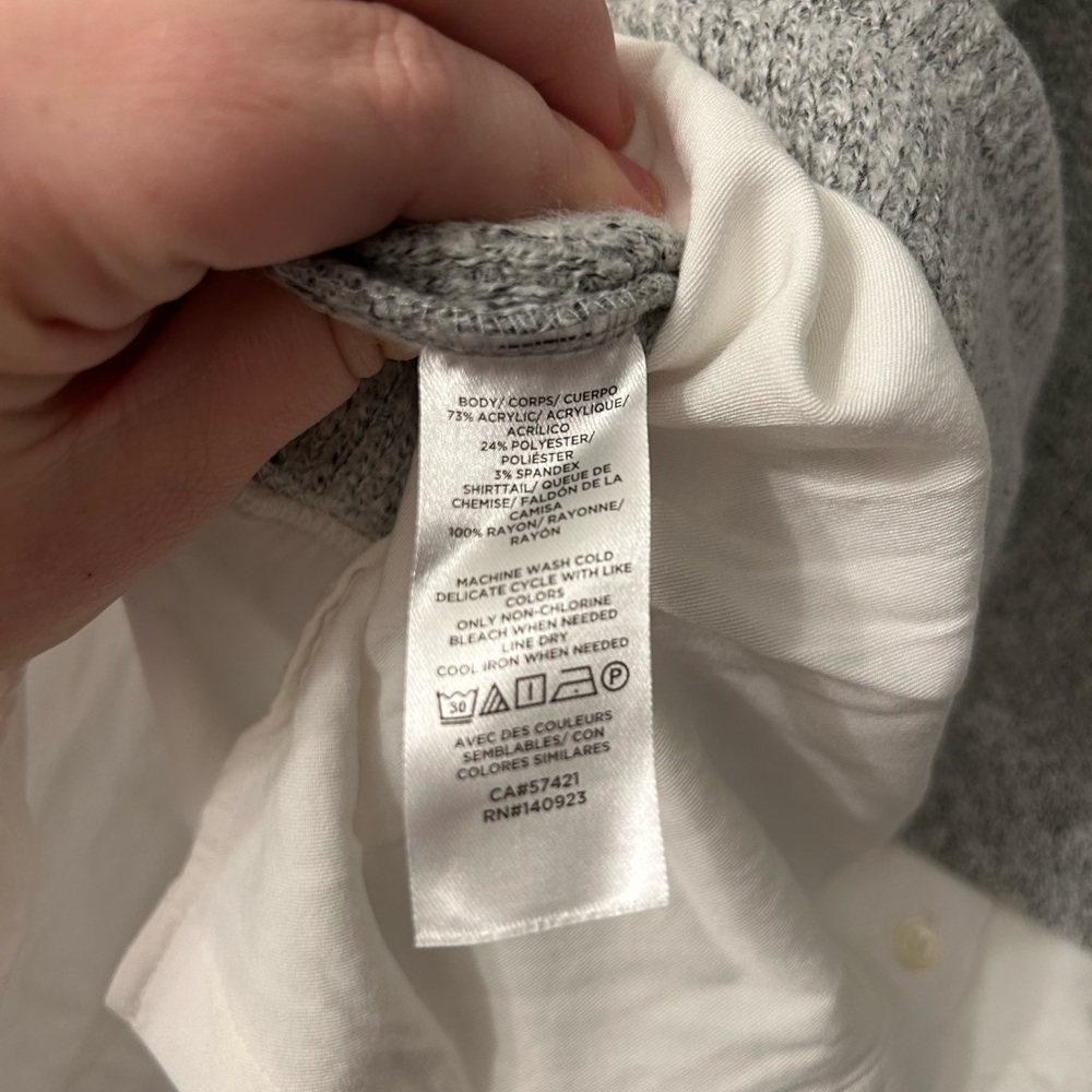 LOFT Grey Turtleneck Sweater with Shirt Bottom - Picture 5 of 6